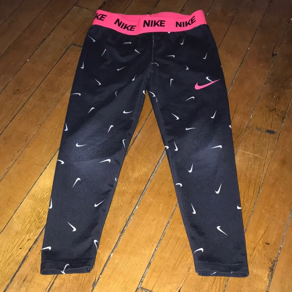 Nike Black Leggings with‎ Pink Waistband & Swoosh